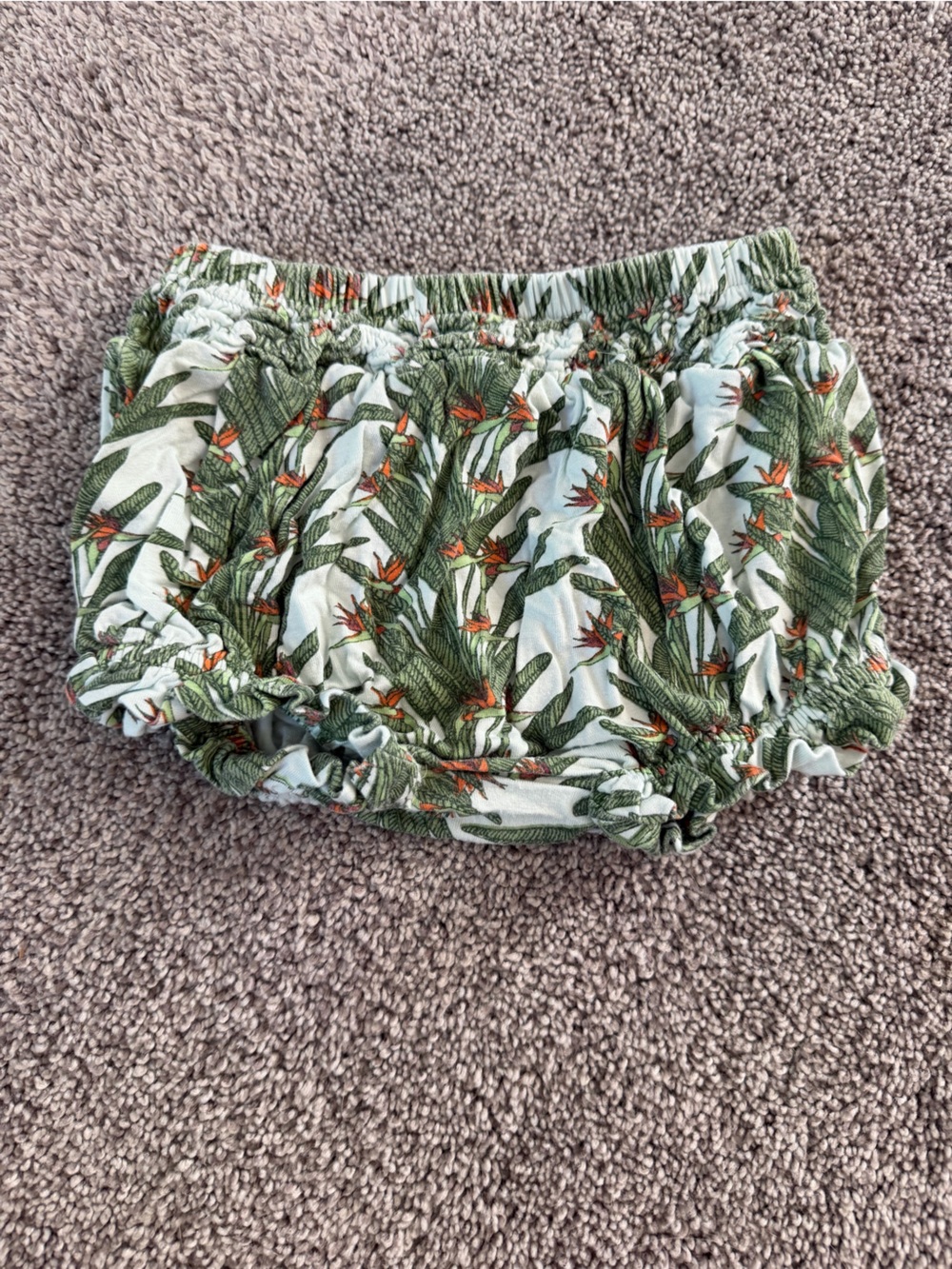kate quinn Mint Green Leaf & Orange Floral Shorts